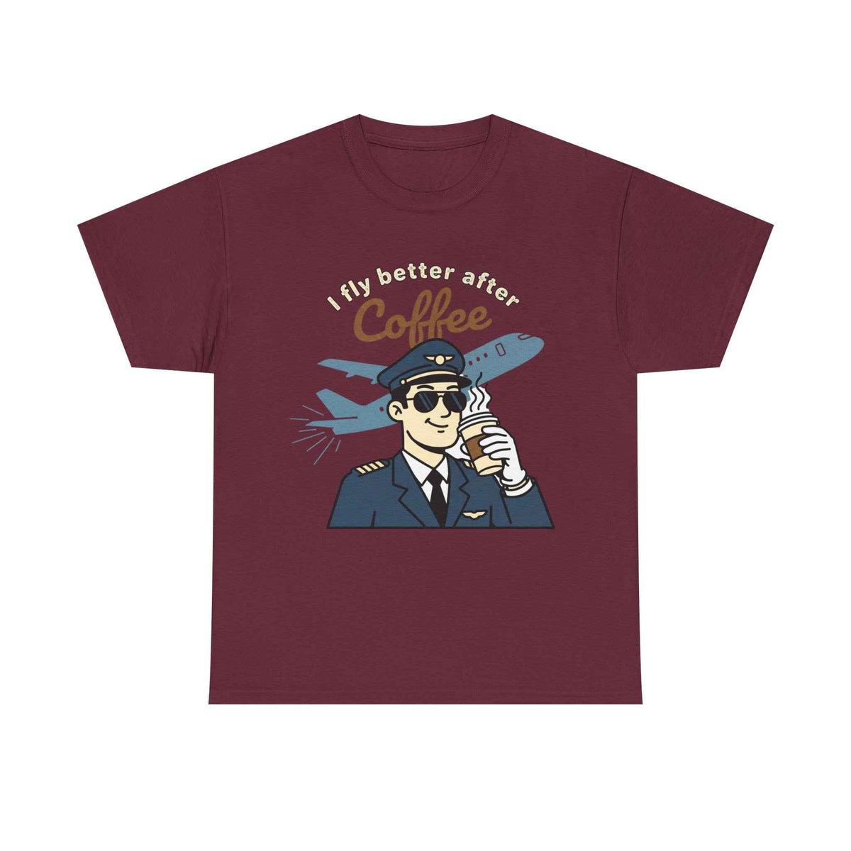 Pilot Coffee T‑Shirt — "I Fly Better After Coffee" Aviation Tee