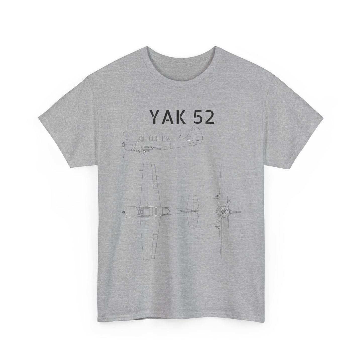 Yak-52 Blueprint T-Shirt — Vintage Aircraft Schematic Tee for Aviation Enthusiasts
