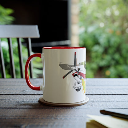 Cessna Bird Fryer Two-Tone Coffee Mugs, 11oz - Funky Aviation