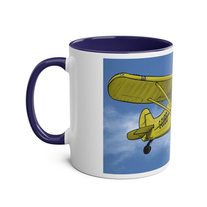 Super Yellow Cub Two-Tone Coffee Mugs, 11oz - Funky Aviation