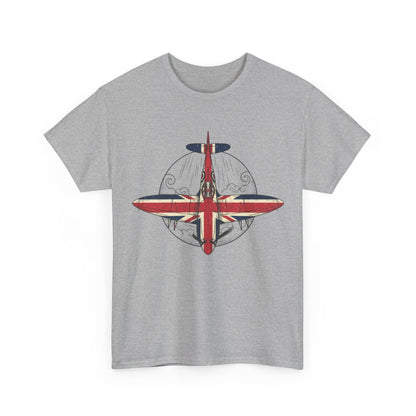 Vintage British Spitfire T-Shirt — Union Jack Warplane Graphic Tee