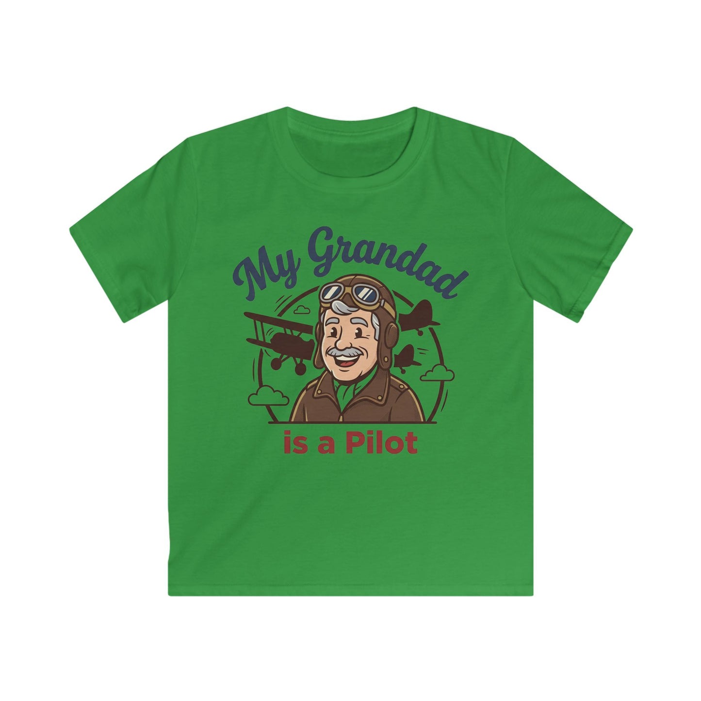 Kids Tee — "My Grandad Is a Pilot" Vintage Aviator T‑Shirt for Grandchildren