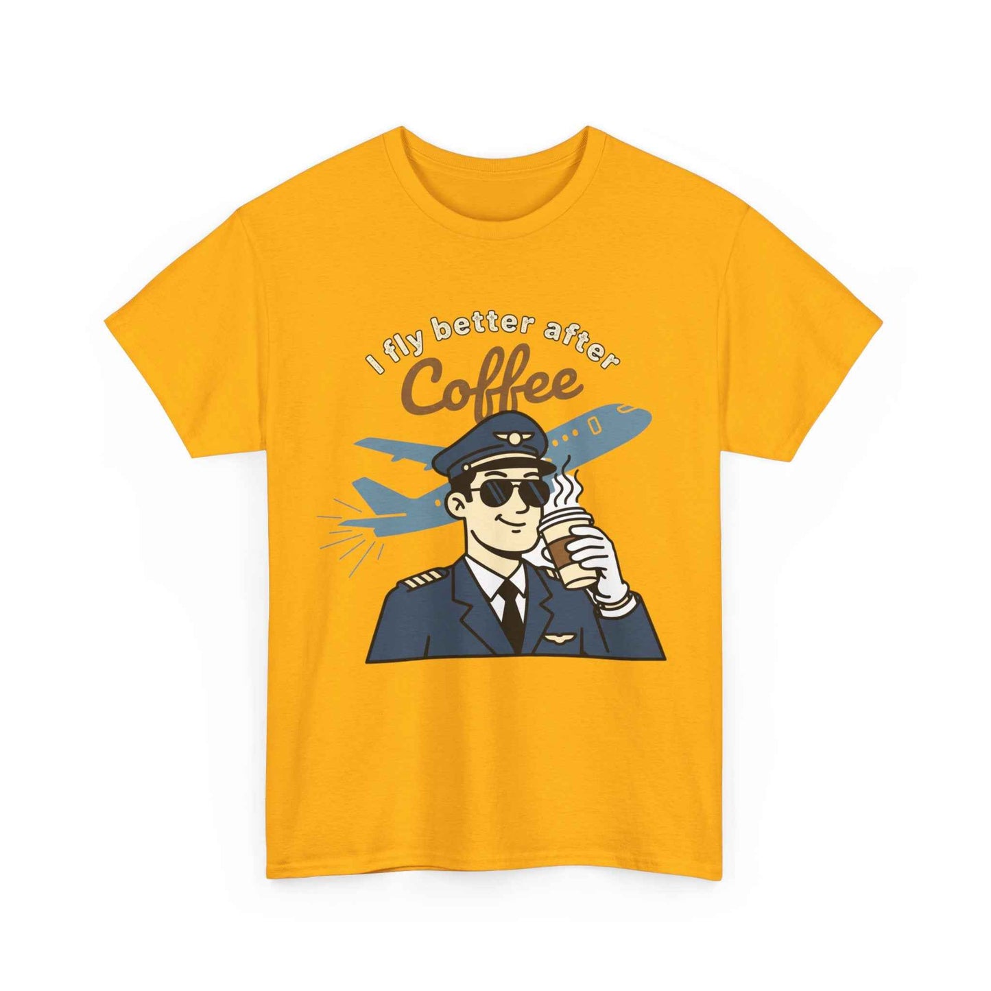Pilot Coffee T‑Shirt — "I Fly Better After Coffee" Aviation Tee
