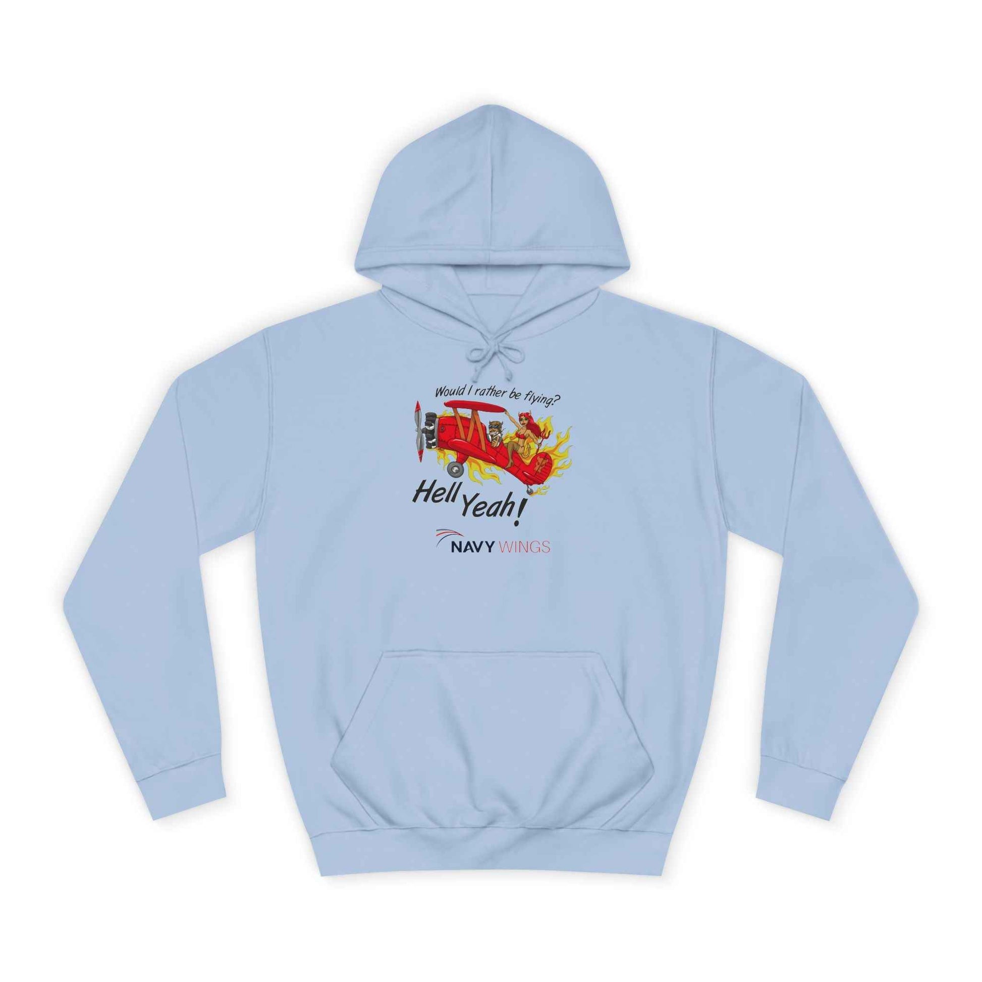 Vintage Red Airplane Hoodie — "Hell Yeah!" Graphic College Pullover
