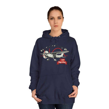 Aviation Hoodie — Vintage Cessna Plane "Team High Wing" Pullover