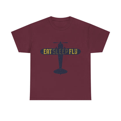 Eat Sleep Fly T-Shirt — Vintage Airplane Pilot Tee