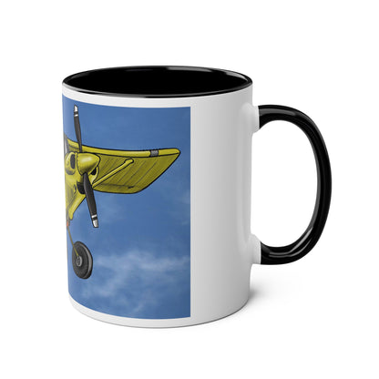 Super Yellow Cub Two-Tone Coffee Mugs, 11oz - Funky Aviation