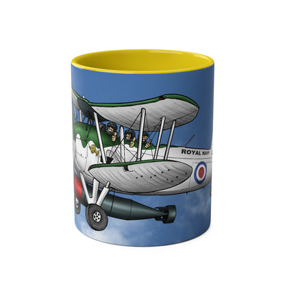 Navy Swordfish Design Two-Tone Coffee Mugs, 11oz - Funky Aviation