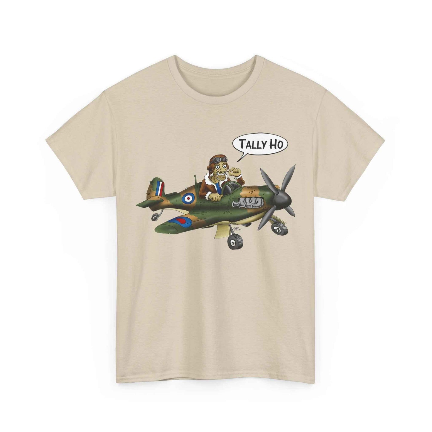 Tally Ho Spitfire Tee — Retro WWII Pilot Plane Graphic T-Shirt