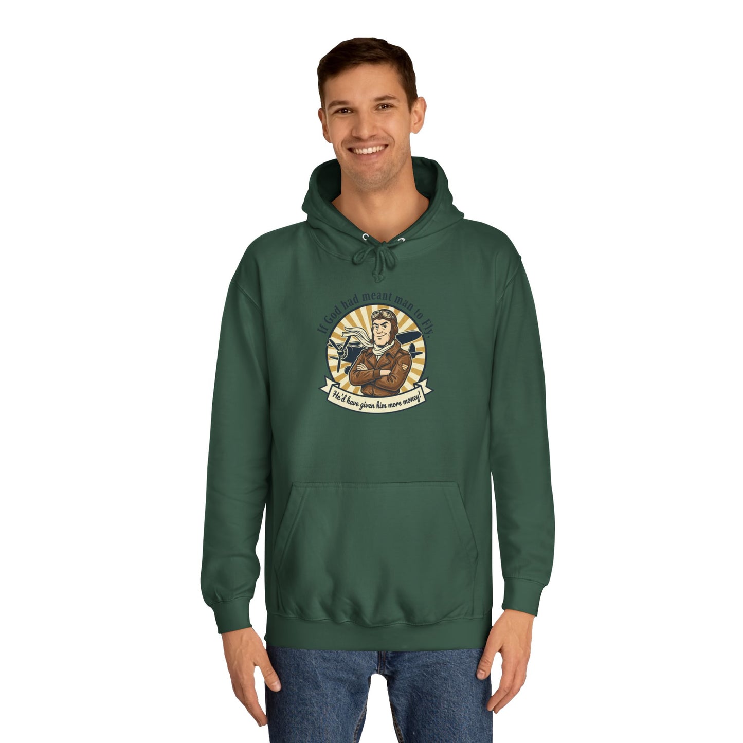 Aviator Retro College Hoodie — “I’ll Save You From The Storm” Vintage Pilot Graphic
