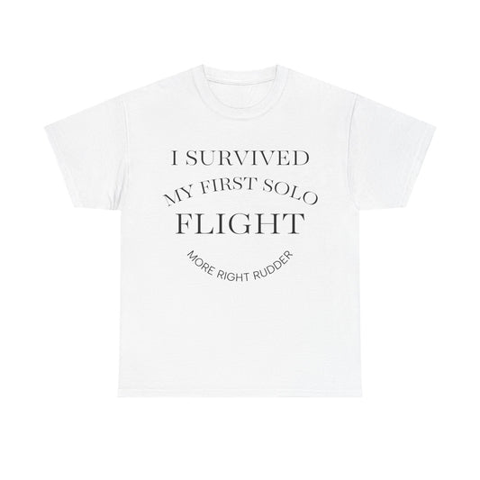 I Survived My First Solo Flight Unisex Heavy Cotton Tee