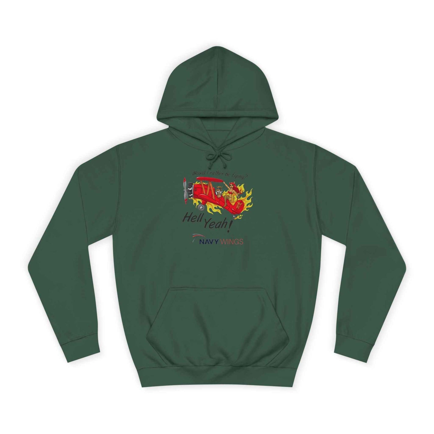 Vintage Red Airplane Hoodie — "Hell Yeah!" Graphic College Pullover