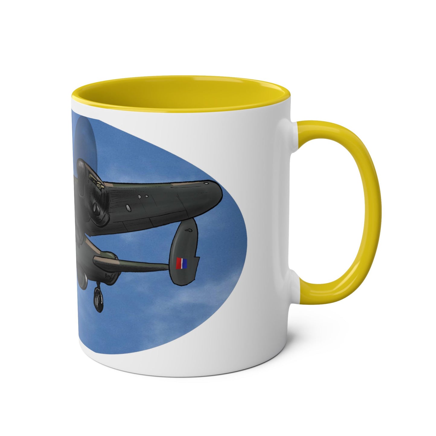WWII Bomber Two-Tone Coffee Mug — Vintage WWII Aircraft Gift