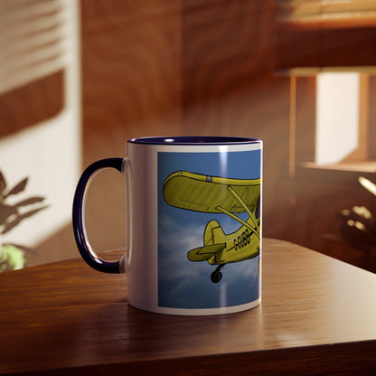 Super Yellow Cub Two-Tone Coffee Mugs, 11oz - Funky Aviation