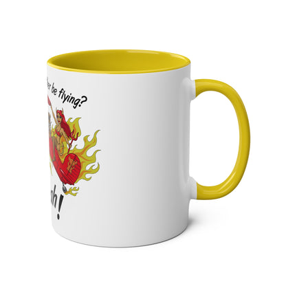 Would I Rather be Flying ? Hell Yeah ! Two-Tone Coffee Mugs, 11oz - Funky Aviation