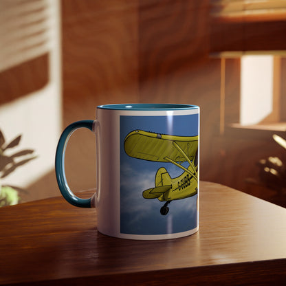 Super Yellow Cub Two-Tone Coffee Mugs, 11oz - Funky Aviation