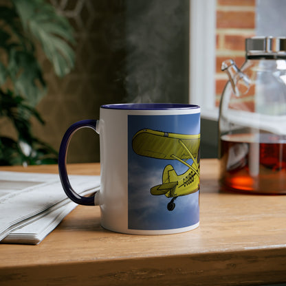 Super Yellow Cub Two-Tone Coffee Mugs, 11oz - Funky Aviation