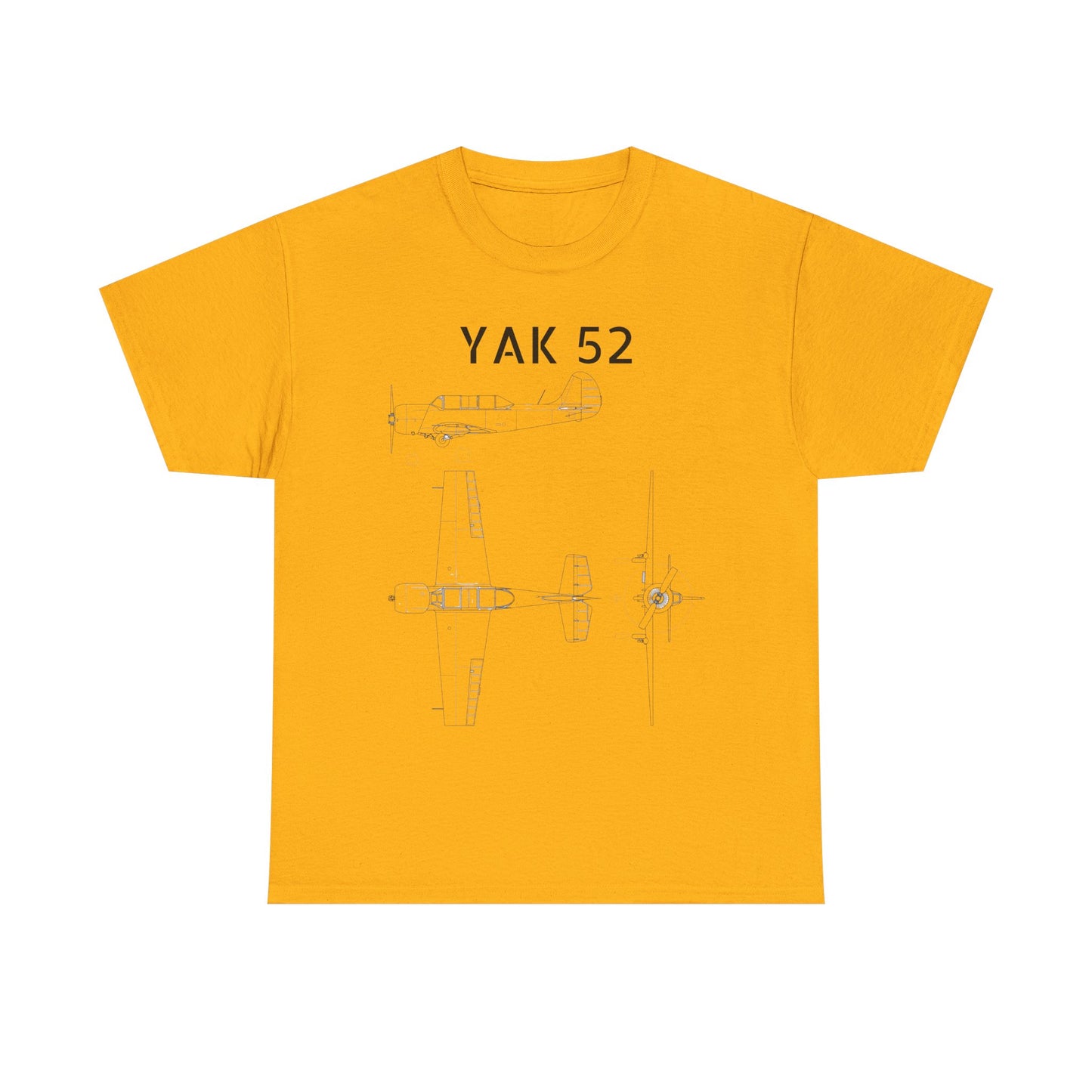 Yak-52 Blueprint T-Shirt — Vintage Aircraft Schematic Tee for Aviation Enthusiasts
