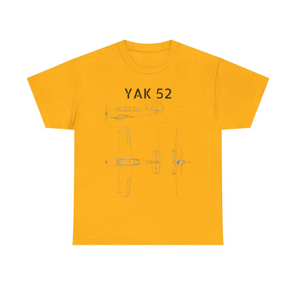 Yak-52 Blueprint T-Shirt — Vintage Aircraft Schematic Tee for Aviation Enthusiasts