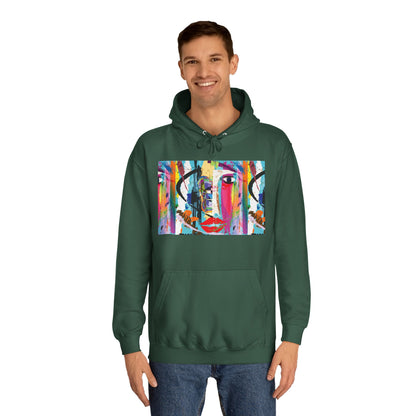 Abstract Colorful Face Hoodie — Vibrant Pop Art Graphic Pullover
