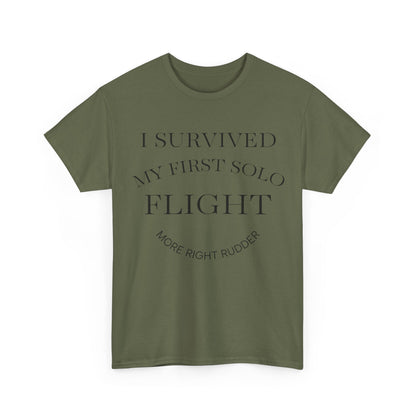 I Survived My First Solo Flight Unisex Heavy Cotton Tee