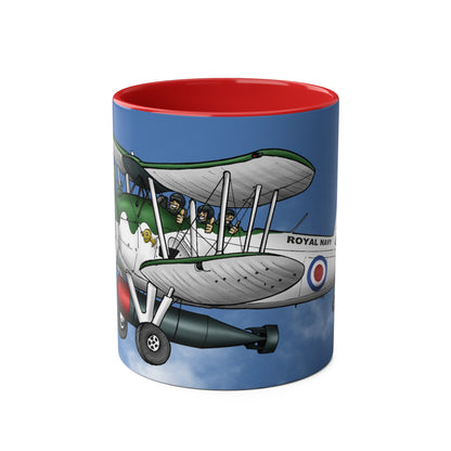 Navy Swordfish Design Two-Tone Coffee Mugs, 11oz - Funky Aviation
