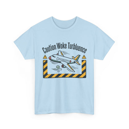 Caution Woke Turbulence Tee — Funny Travel Shirt for Aviation Fans