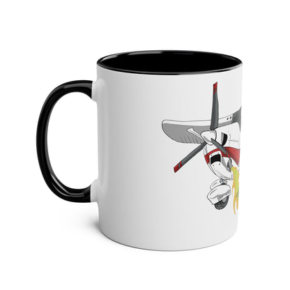 Cessna Bird Fryer Two-Tone Coffee Mugs, 11oz - Funky Aviation