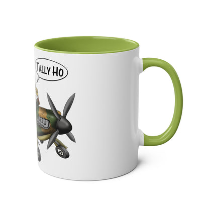 Tally Ho Spitfire Two-Tone Coffee Mugs, 11oz - Funky Aviation