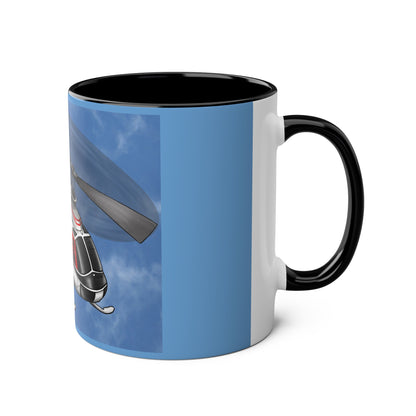 Bell Jet Ranger Helicopter Two-Tone Coffee Mugs, 11oz - Funky Aviation