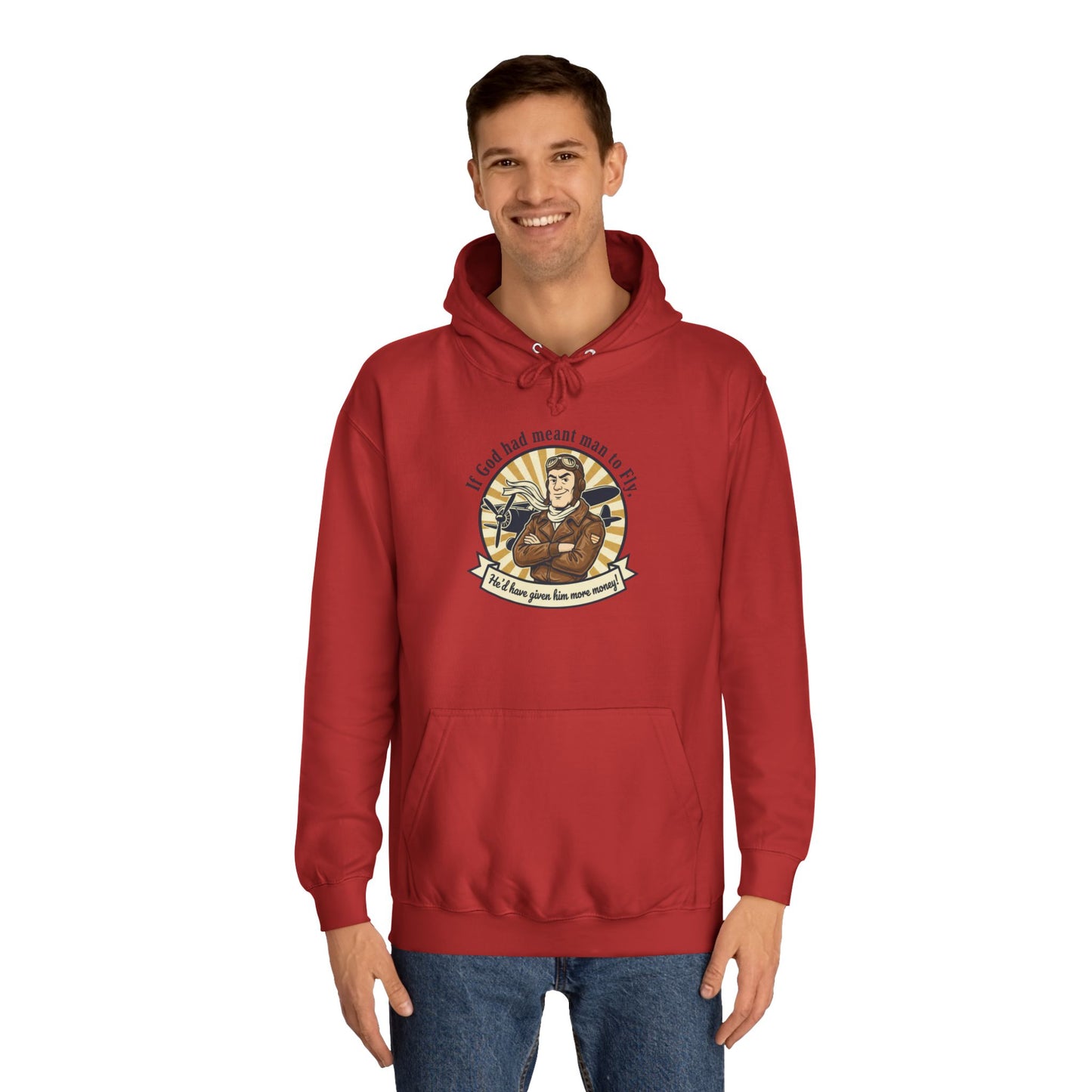 Aviator Retro College Hoodie — “I’ll Save You From The Storm” Vintage Pilot Graphic