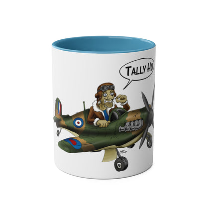Tally Ho Spitfire Two-Tone Coffee Mugs, 11oz - Funky Aviation