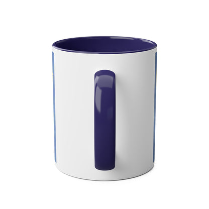 Super Yellow Cub Two-Tone Coffee Mugs, 11oz - Funky Aviation