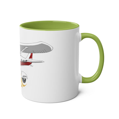 Cessna Bird Fryer Two-Tone Coffee Mugs, 11oz - Funky Aviation