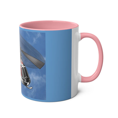 Bell Jet Ranger Helicopter Two-Tone Coffee Mugs, 11oz - Funky Aviation