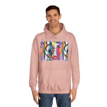 Abstract Colorful Face Hoodie — Vibrant Pop Art Graphic Pullover