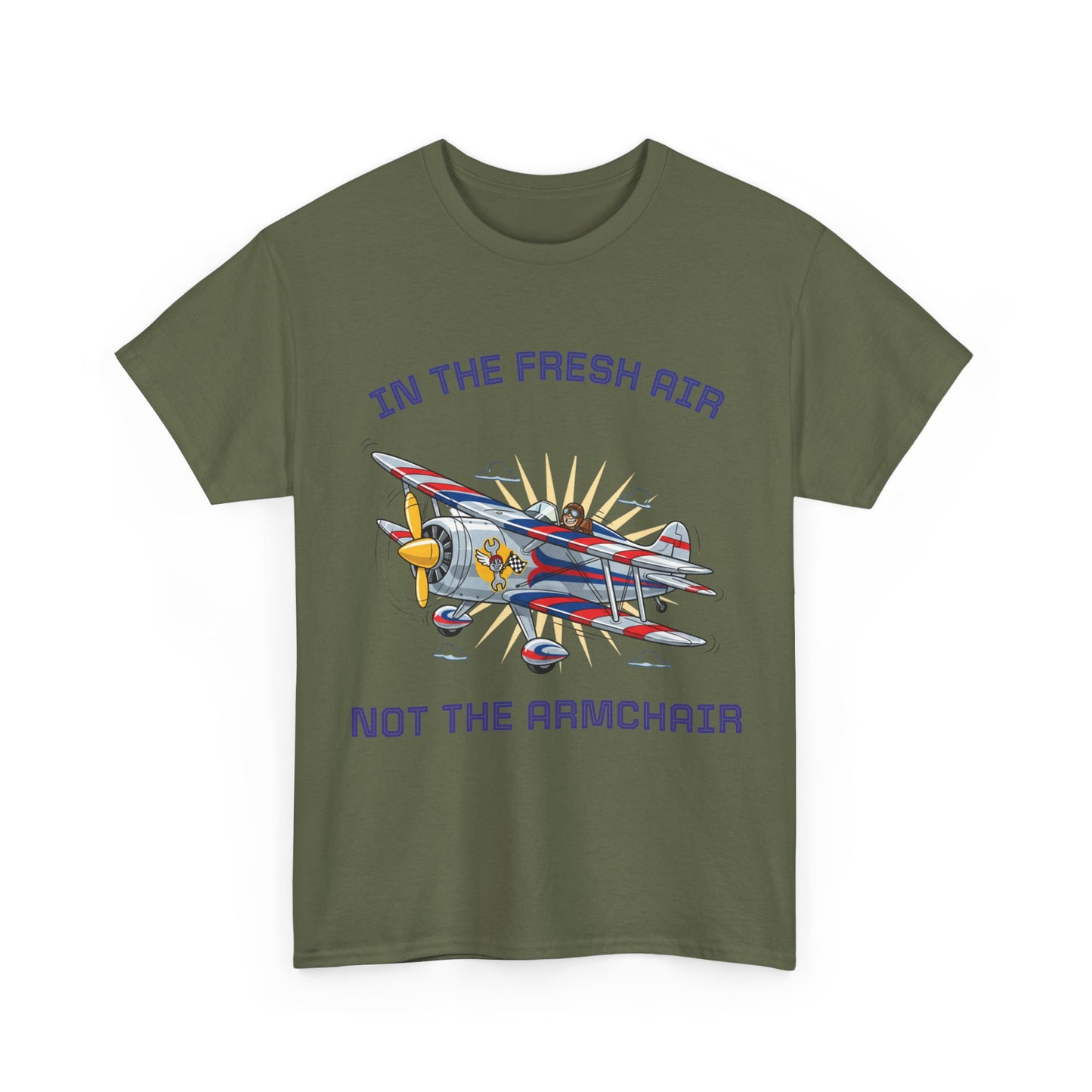 Aviation Vintage Biplane T-Shirt – "In the Fresh Air Not the Armchair" Retro Pilot Tee