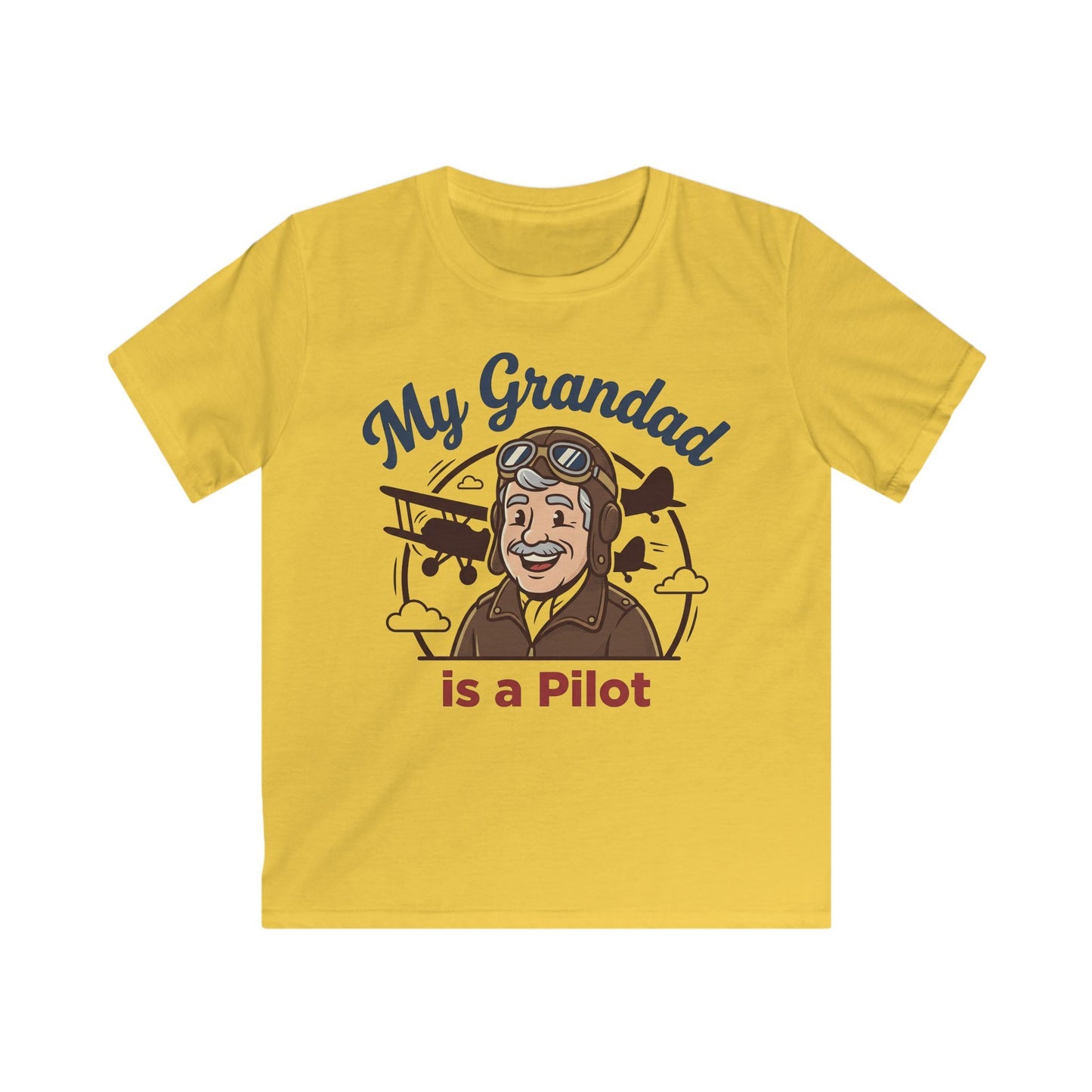 Kids Tee — "My Grandad Is a Pilot" Vintage Aviator T‑Shirt for Grandchildren