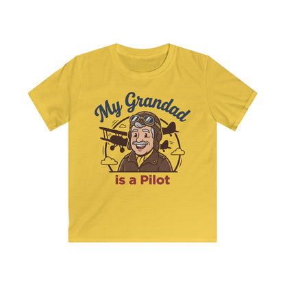 Kids Tee — "My Grandad Is a Pilot" Vintage Aviator T‑Shirt for Grandchildren