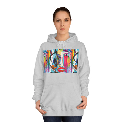 Abstract Colorful Face Hoodie — Vibrant Pop Art Graphic Pullover