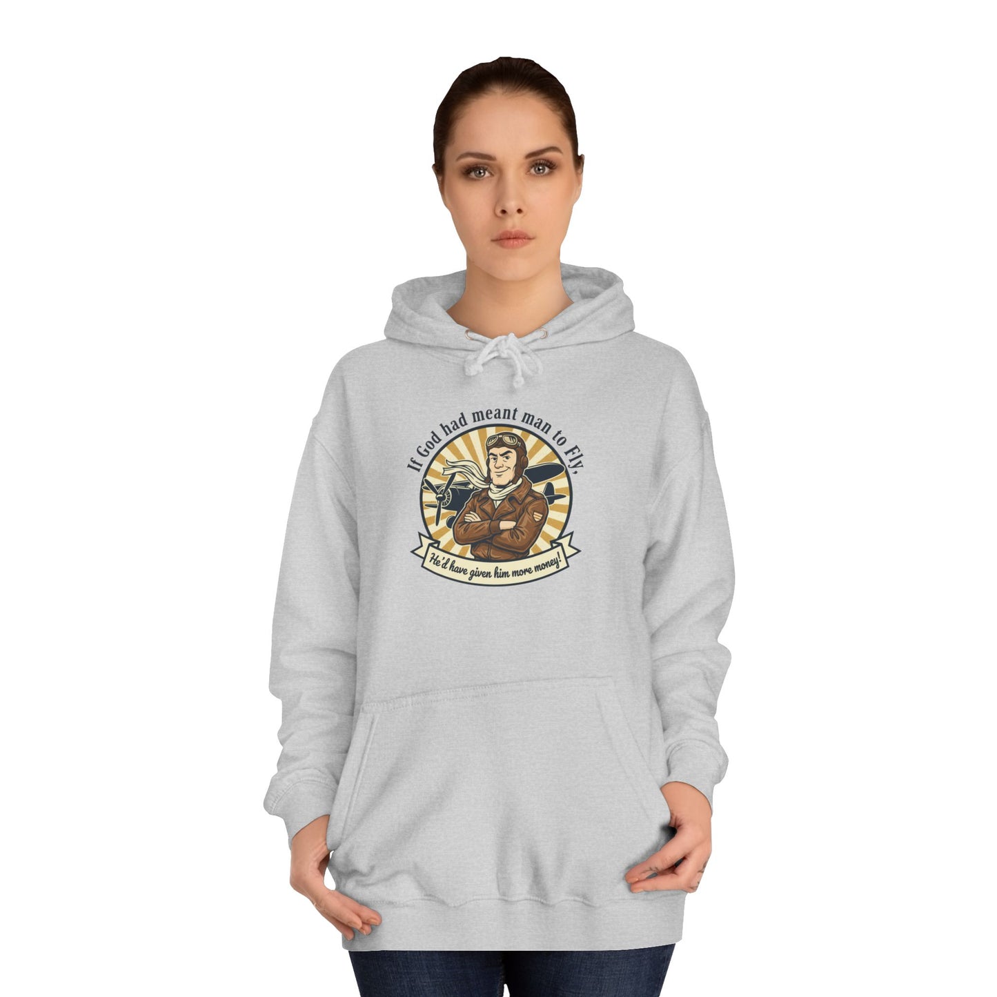 Aviator Retro College Hoodie — “I’ll Save You From The Storm” Vintage Pilot Graphic