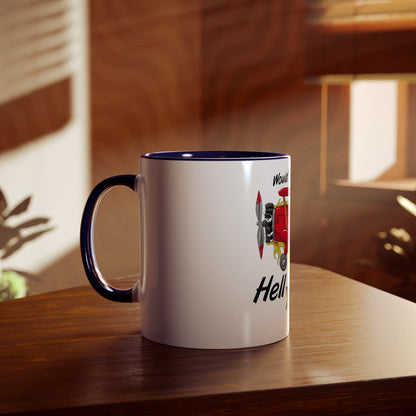 Would I Rather be Flying ? Hell Yeah ! Two-Tone Coffee Mugs, 11oz - Funky Aviation