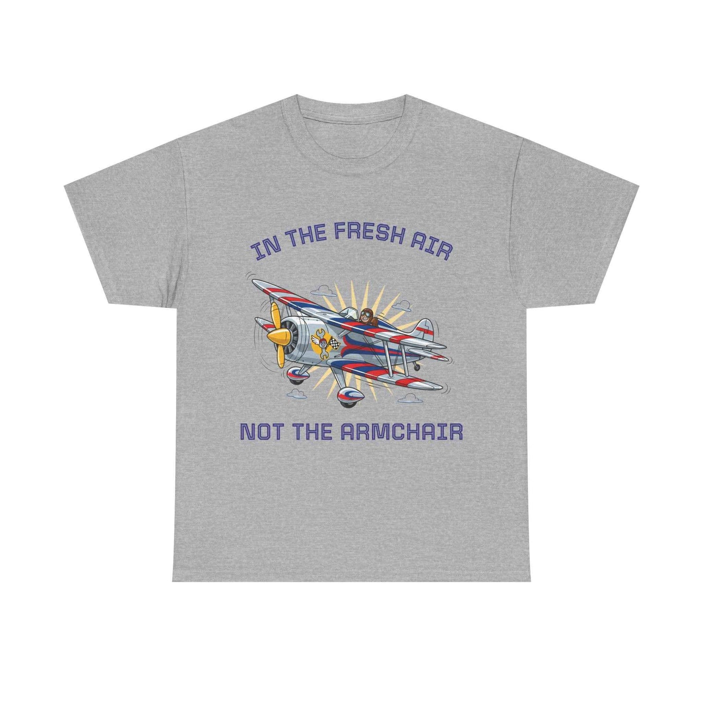 Aviation Adventure T‑Shirt — "In the Fresh Air, Not the Armchair" Vintage Biplane Tee