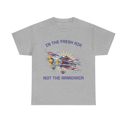 Aviation Adventure T‑Shirt — "In the Fresh Air, Not the Armchair" Vintage Biplane Tee