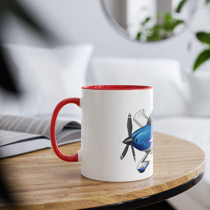 Cirrus Aircraft Hand drawn art Two-Tone Coffee Mugs, 11oz - Funky Aviation