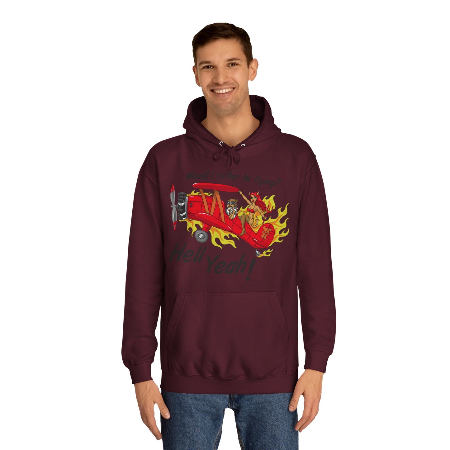 Hell Yeah! Flaming Plane Graphic Hoodie