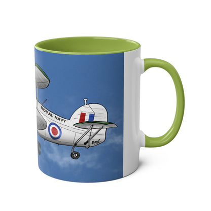 Navy Swordfish Design Two-Tone Coffee Mugs, 11oz - Funky Aviation