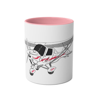 Cartoon Ikarus C42 Microlight Red Decals 11oz Coffee Mug