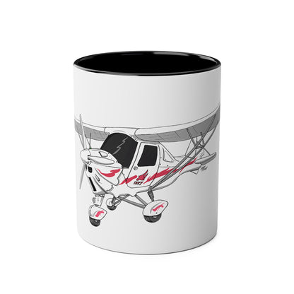 Cartoon Ikarus C42 Microlight Red Decals 11oz Coffee Mug