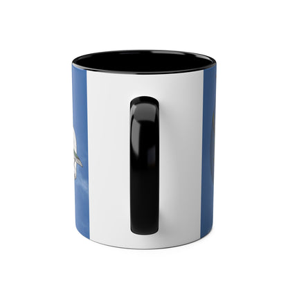 Navy Swordfish Design Two-Tone Coffee Mugs, 11oz - Funky Aviation